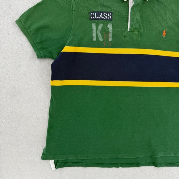 Vintage Polo Ralph Lauren  Custom Fit Rugby Shirt K1 Flag Patch Stripe Mens  XXL - Picture 9 of 15